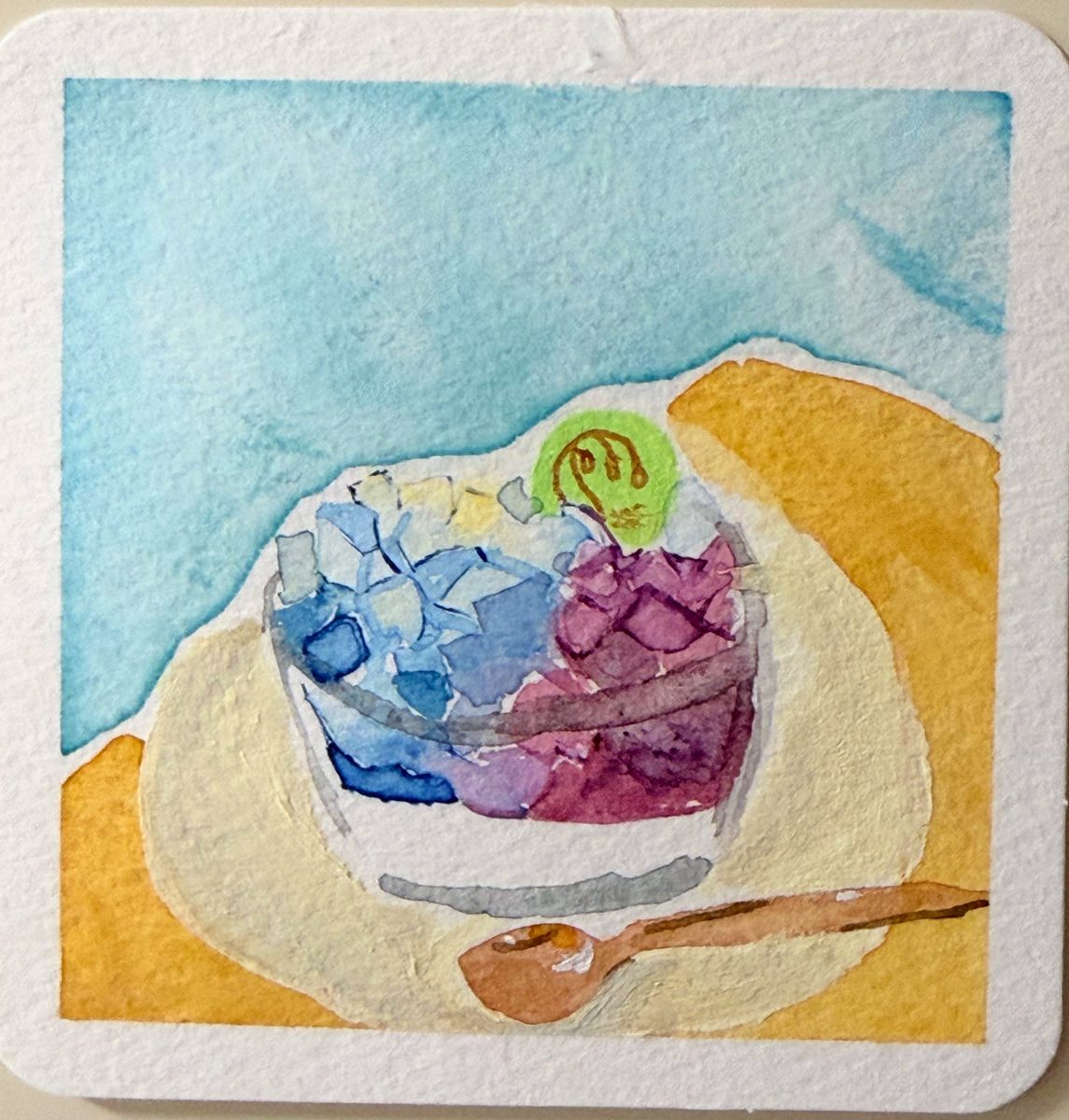 氷菓子のグラスの水彩イラスト